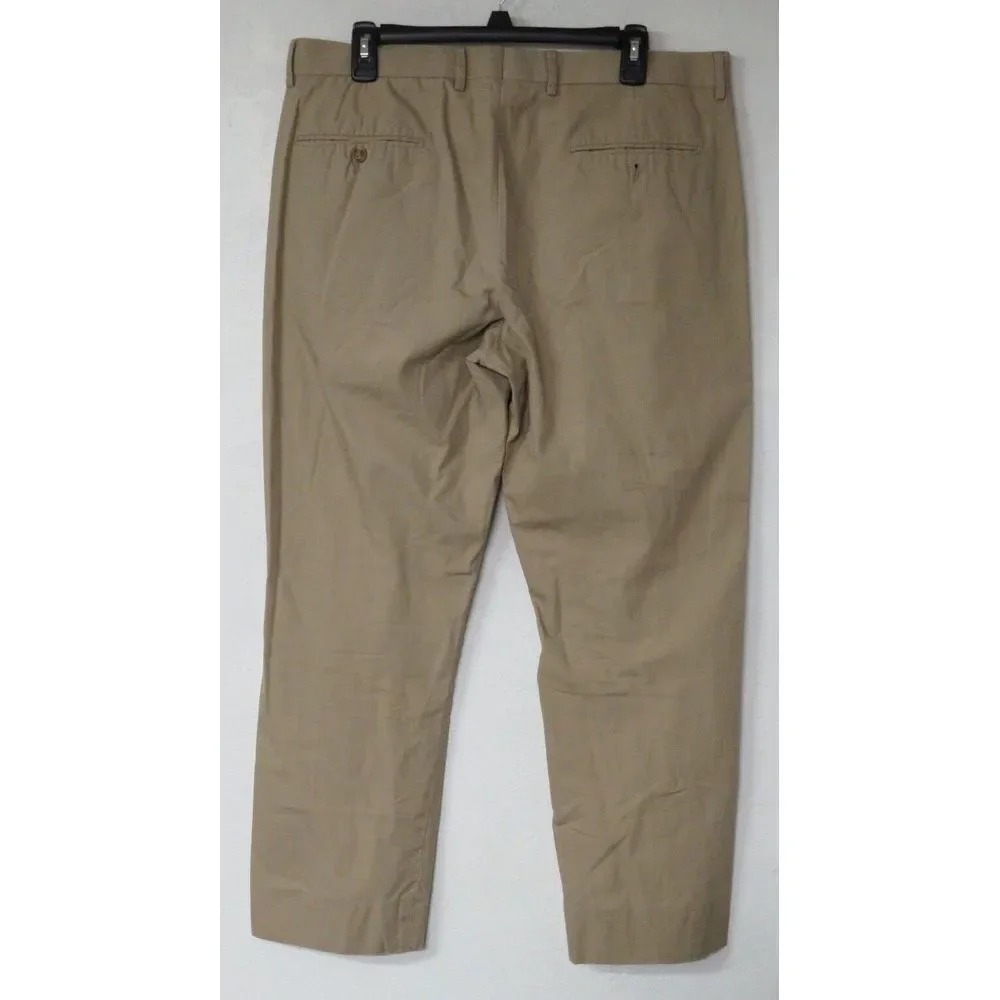 Mens J. Crew Flat Front Light Brown Cotton Thompson Slacks Pants 36x28 Khaki J10